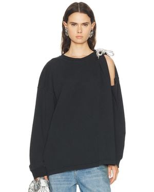 Area Crystal Knot Long Sleeve T-Shirt - Black