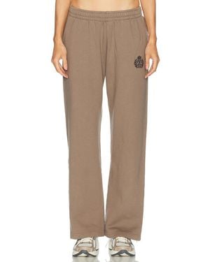 Sporty & Rich Ny Crest Embroidered Wide Sweatpant - Natural