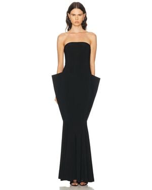 Norma Kamali Strapless Wing Fishtail Gown - Black