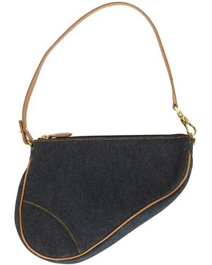 Dior Denim Pochette Saddle Bag - Black