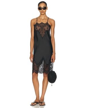 Norma Kamali Bias Slip Dress With Lace - Black