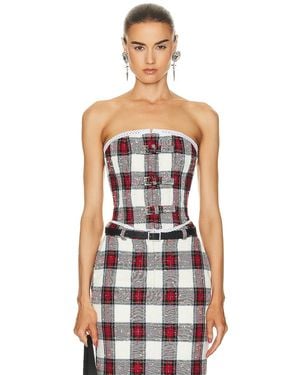Alessandra Rich Checked Bustier Top - White