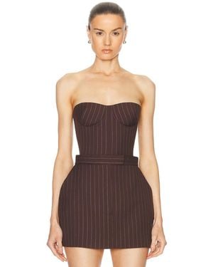 Alex Perry Lurex Pinstripe Strapless Crop Top - Brown