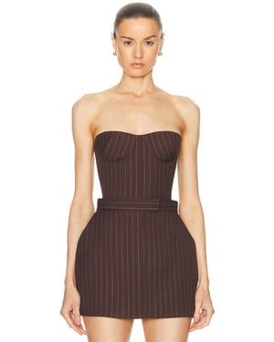 Alex Perry Lurex Pinstripe Strapless Crop Top - Brown