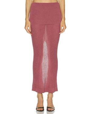 Skims Sheer Knit Fold Over Maxi Skirt - Pink