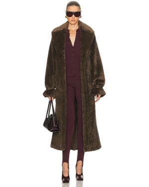 DARKPARK Madison Faux Fur Trench Coat - Brown