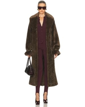 DARKPARK Madison Faux Fur Trench Coat - Brown