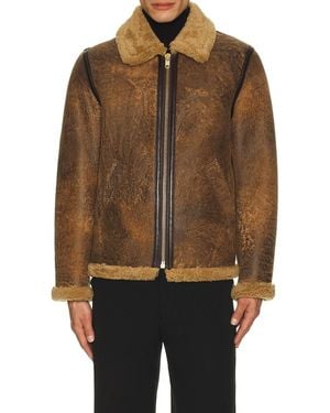 Schott Nyc Sheepskin Jacket - Brown