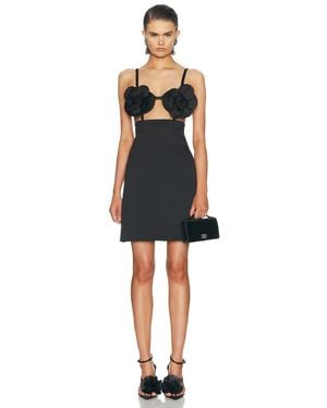 Marc Jacobs Satin Daisy Applique Dress - Black