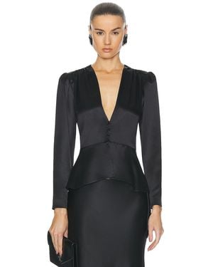 Saint Laurent Satin Long Sleeve Blouse - Black