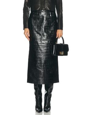 KHAITE Loxley Embossed Alligator Skirt - Black