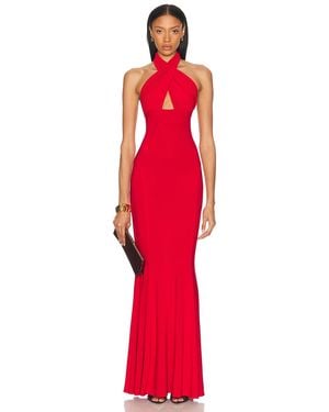 Norma Kamali Cross Halter Fishtail Gown - Red