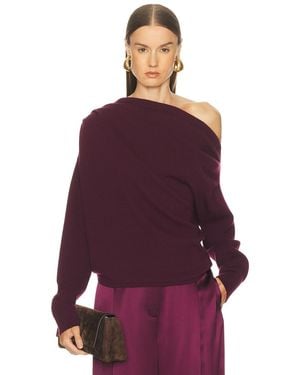 The Sei Long Sleeve Asymmetrical Drape Sweater - Purple