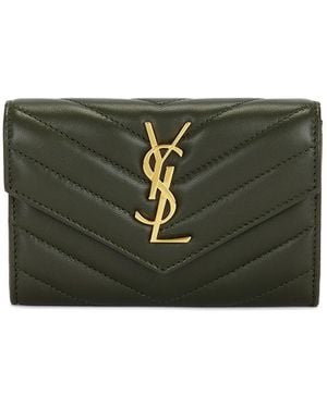 Saint Laurent Small Cassandre Envelope Wallet - Green
