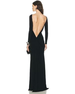 Alex Perry Long Sleeve Open Back Gown - Black