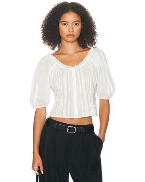 Helsa Voile Peasant Blouse - White