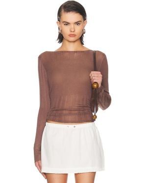 Deiji Studios Open Work Long Sleeve Top - Brown