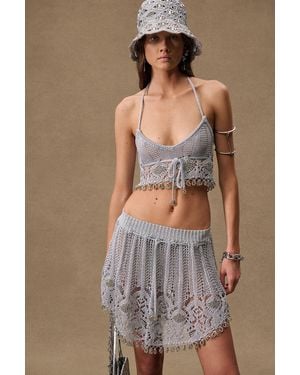Rabanne For Fwrd Lurex Crochet Bra Top - Brown
