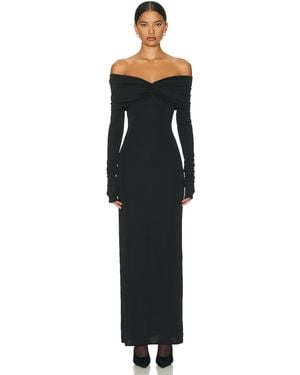 Helsa Matte Jersey Off Shoulder Maxi Dress - Black