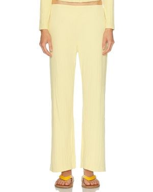 DONNI. The Pointelle Simple Crop Pant - Yellow