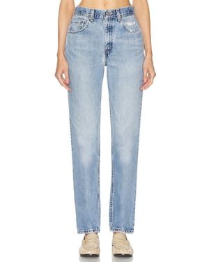 aligrace Vintage High Rise Slim Straight Jean - Blue