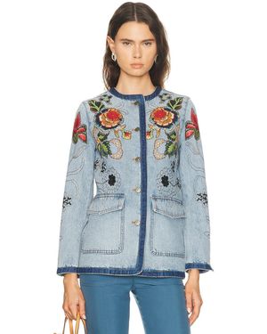 Valentino Embroidered Denim Jacket - Blue