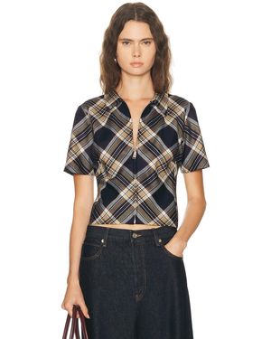 FRAME X Amelia Gray Checkmate Top - Black