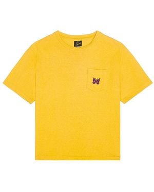 Needles Papillon Embroidered Pocket Tee - Yellow
