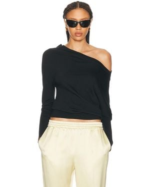 Tom Ford Wool Silk Off The Shoulder Top - Black