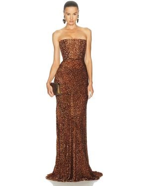 Alex Perry Strapless Draped Gown - Brown