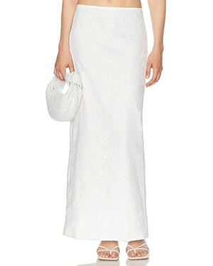 Helsa Eyelet Column Midi Skirt - White
