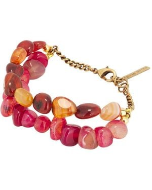 Dries Van Noten Handmade Combination Of Natural Stones Bracelet - Red