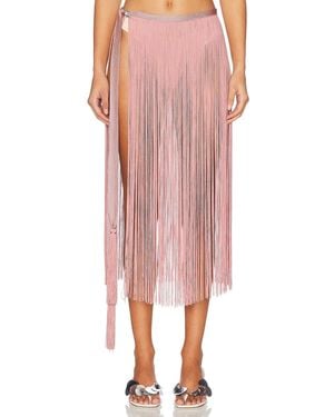 Blumarine Fringe Midi Skirt - Pink