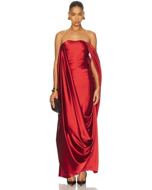Alejandra Alonso Rojas Draped Overlay Gown - Red