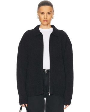 AYA MUSE Knit Zip Up Jacket With Collar - Blue