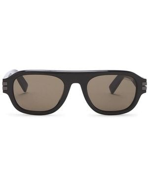 ZEGNA Geometric Acetate Sunglasses - Gray