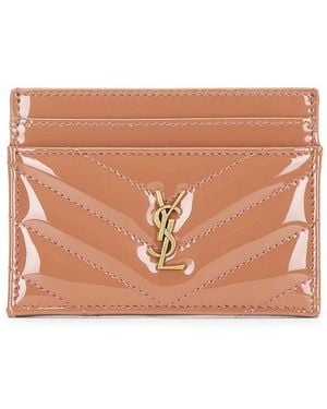 Saint Laurent Cuir Vernis Matelasse Card Case - White