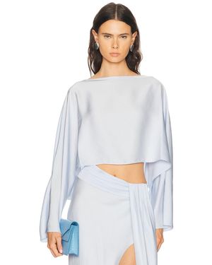LAPOINTE Lightweight Satin Boat Neck Caftan Top - White