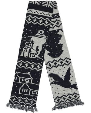 Beams Plus Muffler Jacquard Nordic Pattern Scarf - White