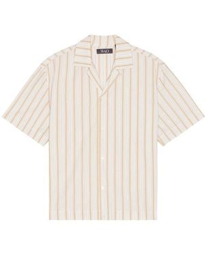 WAO Textured Stripe Camp Shirt - White