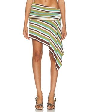 Christopher Esber Stripe Knit Extension Drape Mini Skirt - Green