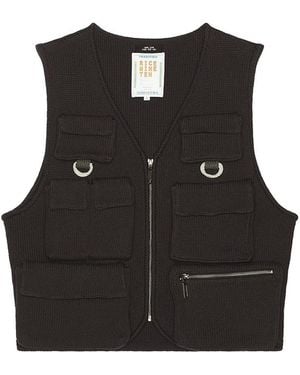 rice nine ten Knitted Fishing Vest - Black