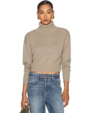 Enza Costa Cotton Cashmere Funnel Neck Sweater - Blue