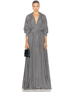 Norma Kamali Super Oversized Boyfriend Shirt Flared Gown - Gray