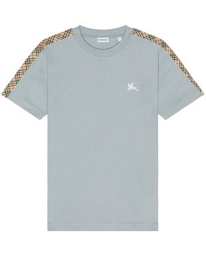 Burberry Slim Fit Tape Check T-Shirt - Blue