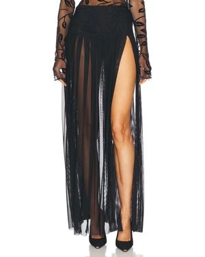 Norma Kamali Pleated Long Skirt With Slit - Black