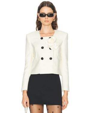 Self-Portrait 3D Flower Jacket - White