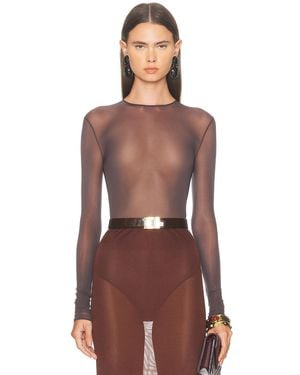 Saint Laurent Long Sleeve Top - Brown