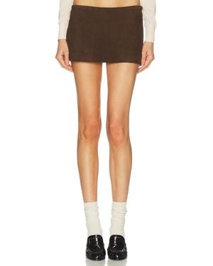 AEXAE Lamb Leather Suede Mini Skirt - Black