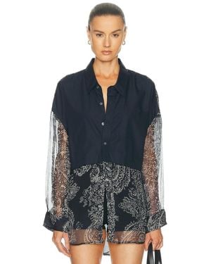 R13 Overlay Drop Neck Shirt - Blue